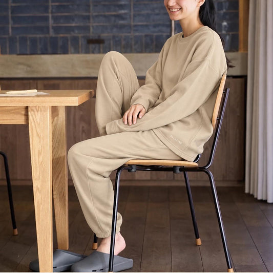 RELA FINE コンディションサポートウェア レディース スウェット クルーネック 上下セット ベージュ 15466323-BEIGE