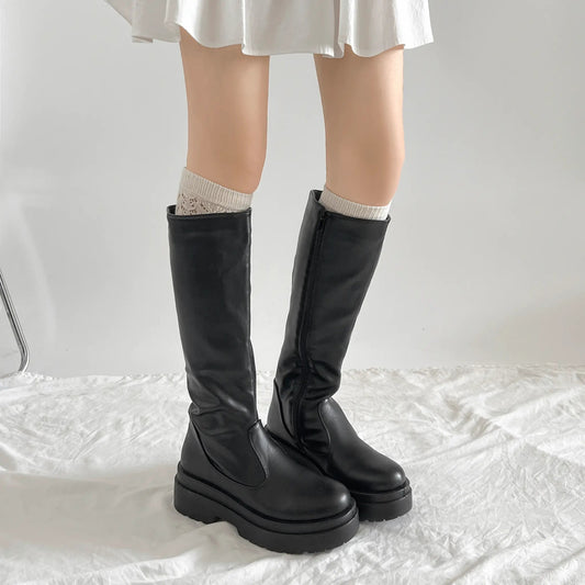 Shoes in Closet 軽量 厚底 2段ソール プレーン ロングブーツ 2698 ブラック SIC-2698_BLK/PU