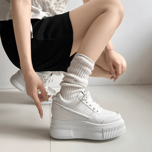 Shoes in Closet +7.5cm 厚底 インヒール入り レースアップ スニーカー 366 ホワイト SIC-366_WHT