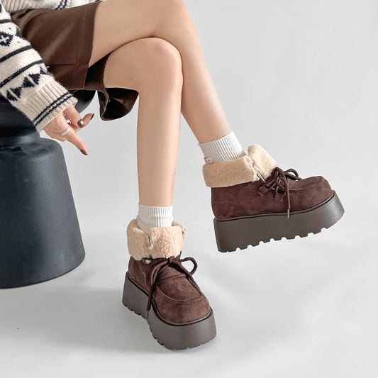 Shoes in Closet 厚底 プラットフォーム レースアップ ボア ムートン ブーツ 5840 キャメル SIC-5840_CAMEL