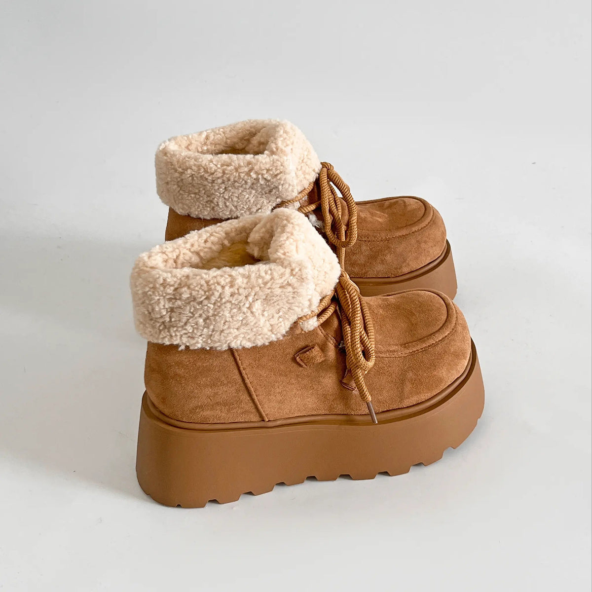 Shoes in Closet 厚底 プラットフォーム レースアップ ボア ムートン ブーツ 5840 アイボリー SIC-5840_IV