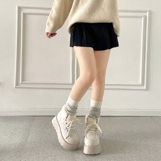 Shoes in Closet 厚底 プラットフォーム レースアップ ボア ムートン ブーツ 5840 アイボリー SIC-5840_IV