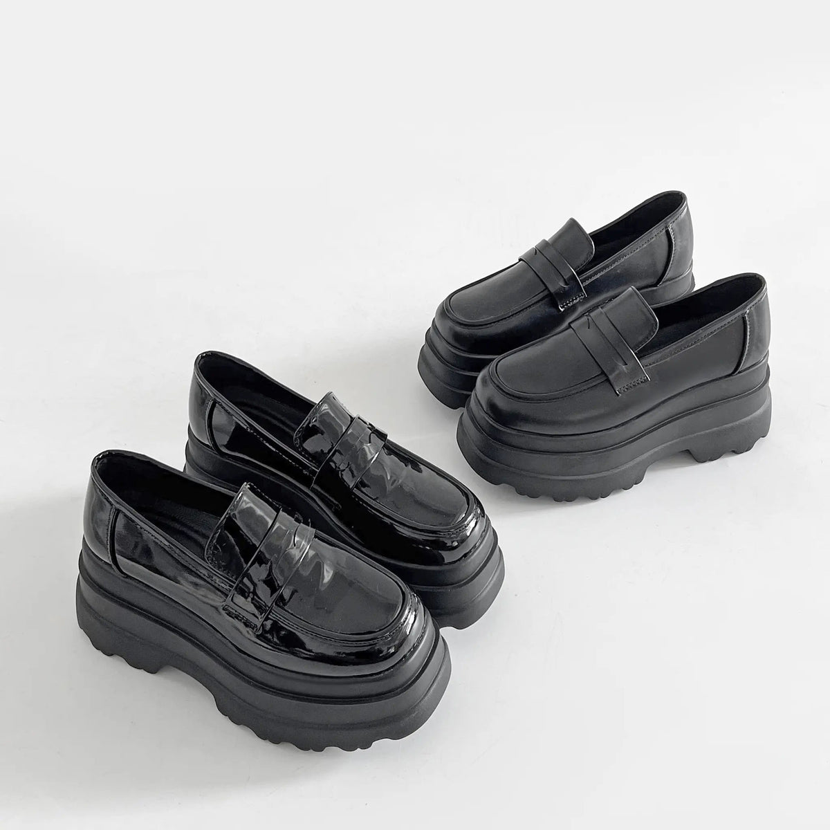 Shoes in Closet +8.5cm 厚底トリプルソール ボリューム コインローファー 6318 ブラック SIC-6318_BLK/PU