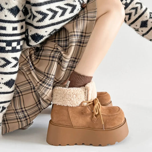 厚底ムートンブーツ5840の秋冬コーデ｜もこもこ×レースアップがかわいい | Shoes in Closet シュークロ