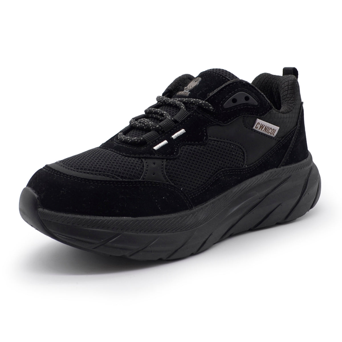 C.W.NICOL 厚底ソール スポーティ メッシュアッパー Volume Lace スニーカー  レディース ブラック 【CW-123_BL】