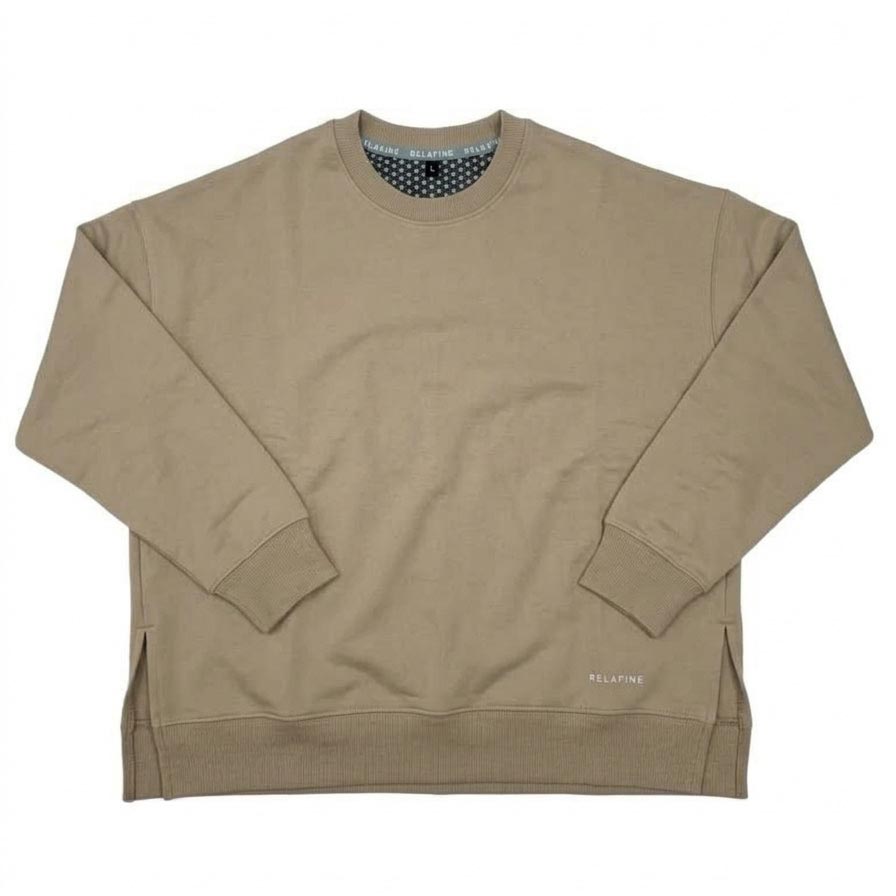 RELA FINE コンディションサポートウェア レディース  スウェット サイドスリット クルーネックシャツ ベージュ 15466320-BEIGE