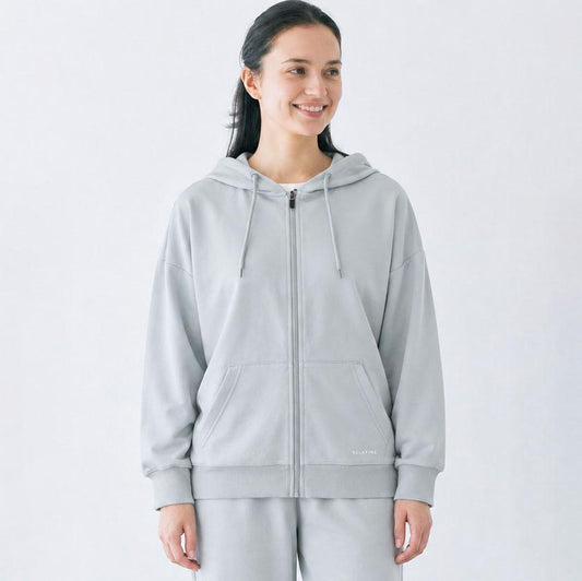 RELA FINE コンディションサポートウェア レディース  スウェット フルジップパーカー ライトグレー 15466321-LGRAY