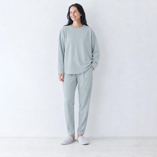 RELA FINE コンディションサポートウェア レディース  スウェット クルーネック 上下セット ライトグレー 15466323-LGRAY