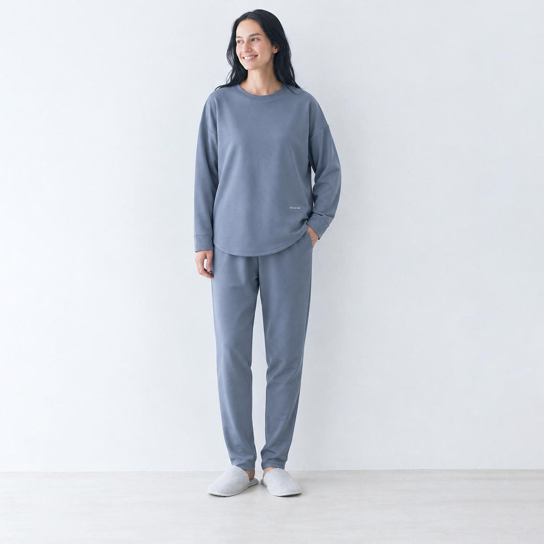 RELA FINE コンディションサポートウェア レディース  スウェット クルーネック 上下セット スレートブルー 15466323-SBLIE