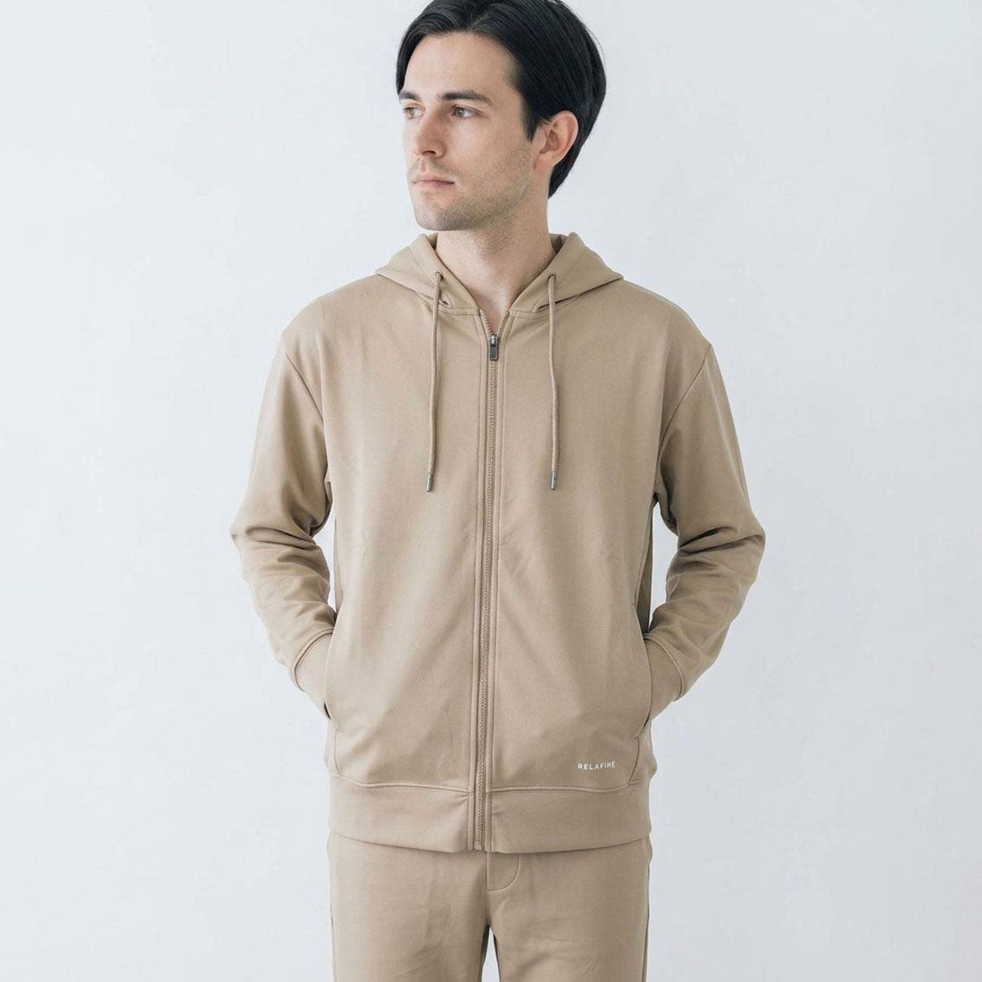 RELA FINE コンディションサポートウェア メンズ スウェット フルジップパーカー ベージュ 85466321-BEIGE