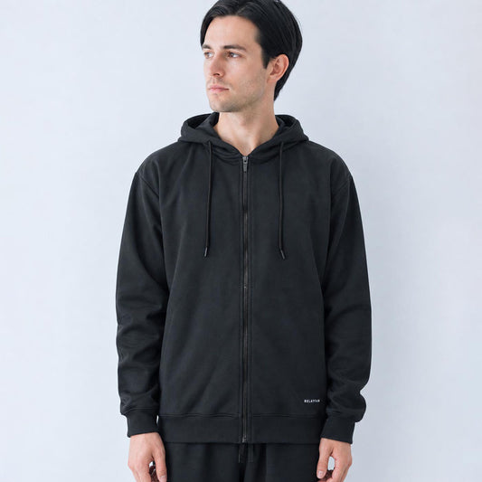 RELA FINE コンディションサポートウェア メンズ スウェット フルジップパーカー ブラック 85466321-BLACK