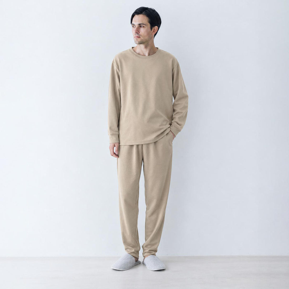 RELA FINE コンディションサポートウェア メンズ スウェット クルーネック 上下セット ベージュ 85466323-BEIGE