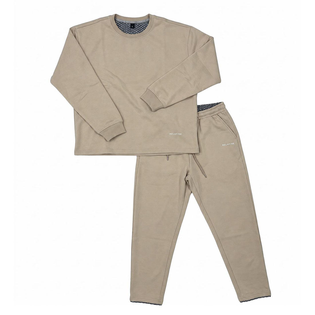 RELA FINE コンディションサポートウェア メンズ スウェット クルーネック 上下セット ベージュ 85466323-BEIGE