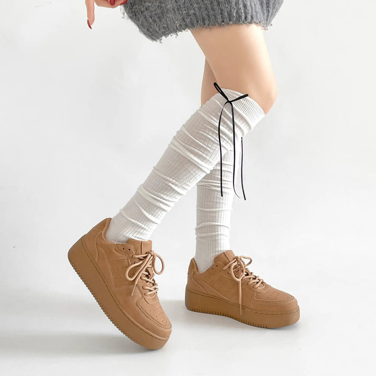 Shoes in Closet 軽量 厚底 ベーシック コートスニーカー 1483 ベージュ SIC-1483_BG