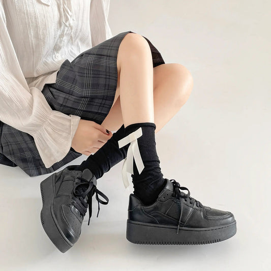 Shoes in Closet 軽量 厚底 ベーシック コートスニーカー 1483 ブラック/ブラック SIC-1483_BLK/BLK