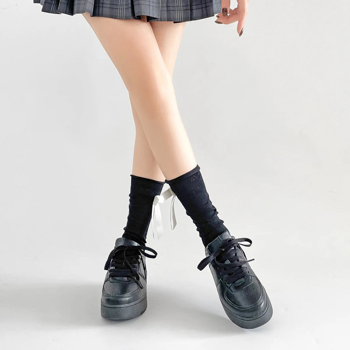 Shoes in Closet 軽量 厚底 ベーシック コートスニーカー 1483 ブラック/ブラック SIC-1483_BLK/BLK