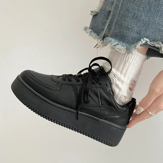 Shoes in Closet 軽量 厚底 ベーシック コートスニーカー 1483 ブラック/ブラック SIC-1483_BLK/BLK