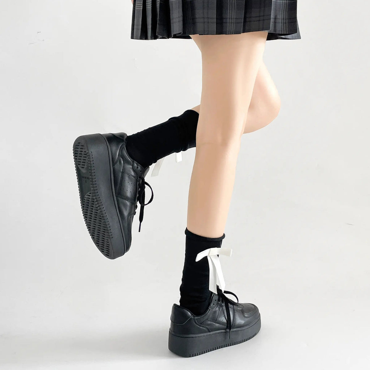 Shoes in Closet 軽量 厚底 ベーシック コートスニーカー 1483 ブラック/ブラック SIC-1483_BLK/BLK