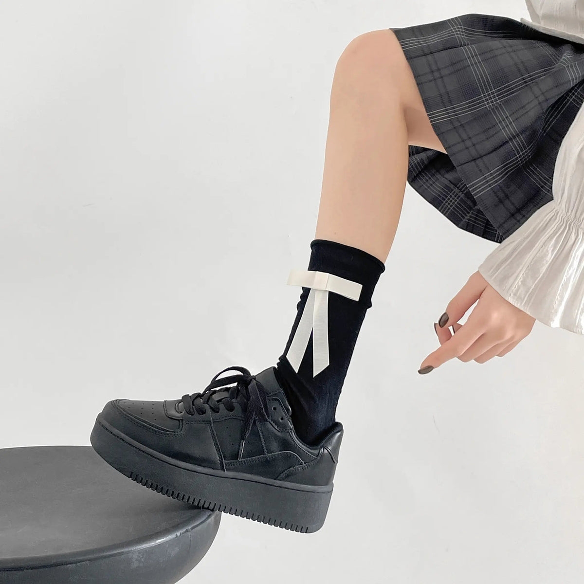 Shoes in Closet 軽量 厚底 ベーシック コートスニーカー 1483 ブラック/ブラック SIC-1483_BLK/BLK