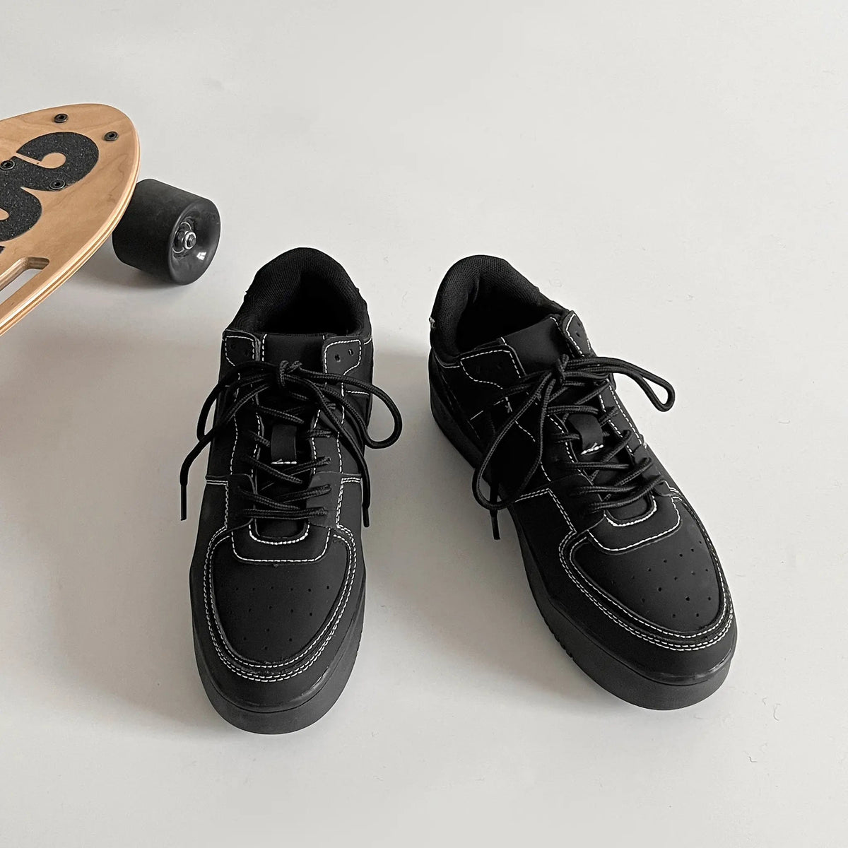 Shoes in Closet 軽量 厚底 ベーシック コートスニーカー 1483 ブラック/ヌバック SIC-1483_BLK/N