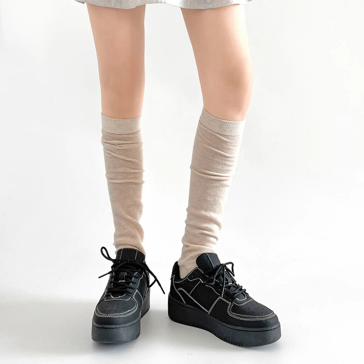 Shoes in Closet 軽量 厚底 ベーシック コートスニーカー 1483 ブラック/ヌバック SIC-1483_BLK/N