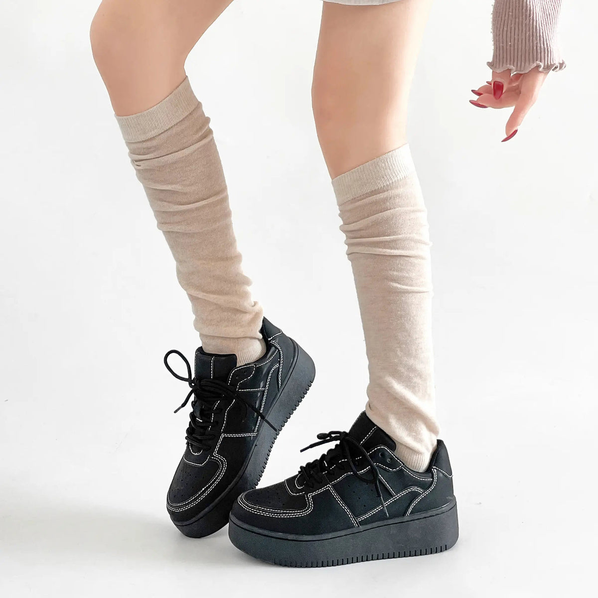 Shoes in Closet 軽量 厚底 ベーシック コートスニーカー 1483 ブラック/ヌバック SIC-1483_BLK/N
