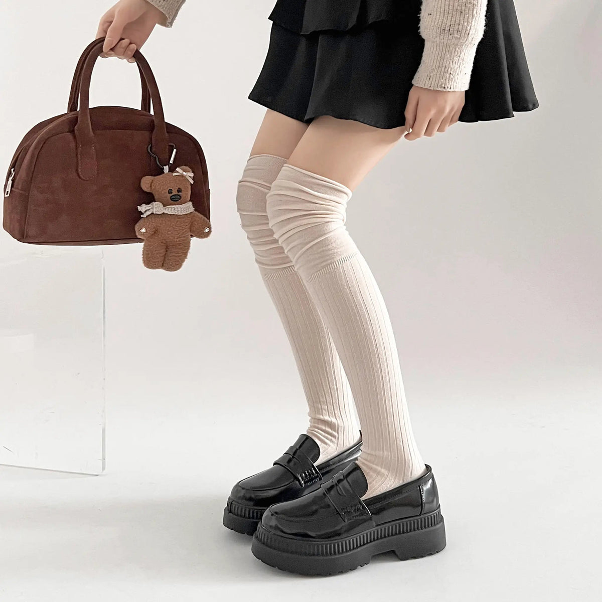 Shoes in Closet 軽量 厚底 2段ソール シンプル コインローファー 1891 ブラック/エナメル SIC-1891_BLK/E