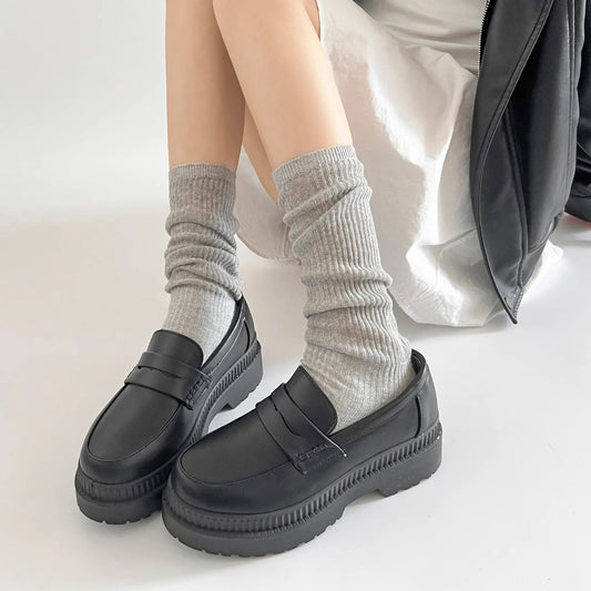 Shoes in Closet 軽量 厚底 2段ソール シンプル コインローファー 1891 ブラック SIC-1891_BLK/PU