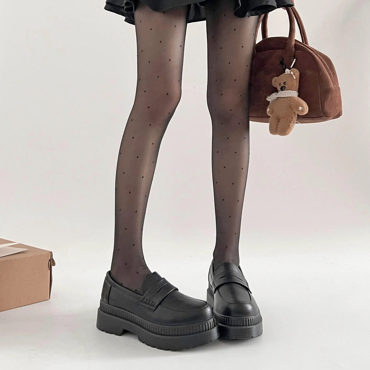 Shoes in Closet 軽量 厚底 2段ソール シンプル コインローファー 1891 ブラック SIC-1891_BLK/PU
