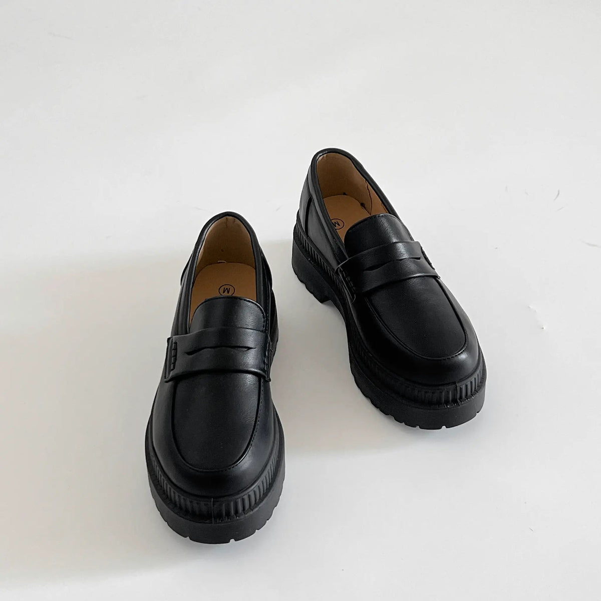Shoes in Closet 軽量 厚底 2段ソール シンプル コインローファー 1891 ブラック SIC-1891_BLK/PU