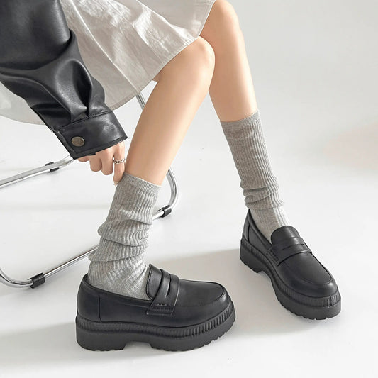 Shoes in Closet 軽量 厚底 2段ソール シンプル コインローファー 1891 ブラック SIC-1891_BLK/PU