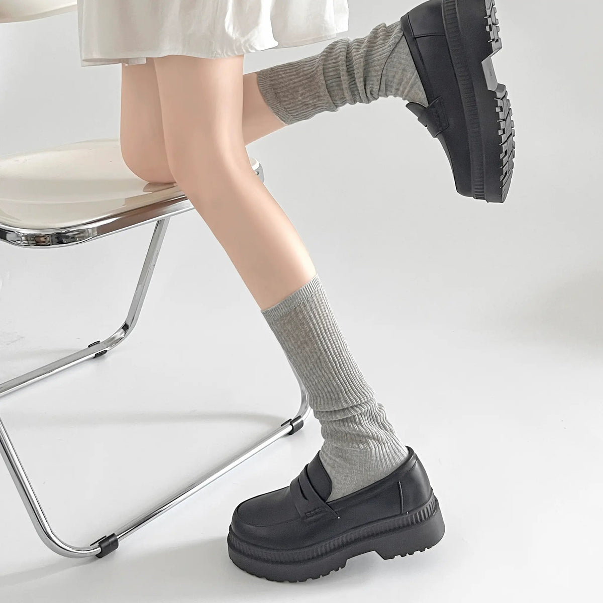 Shoes in Closet 軽量 厚底 2段ソール シンプル コインローファー 1891 ブラック SIC-1891_BLK/PU