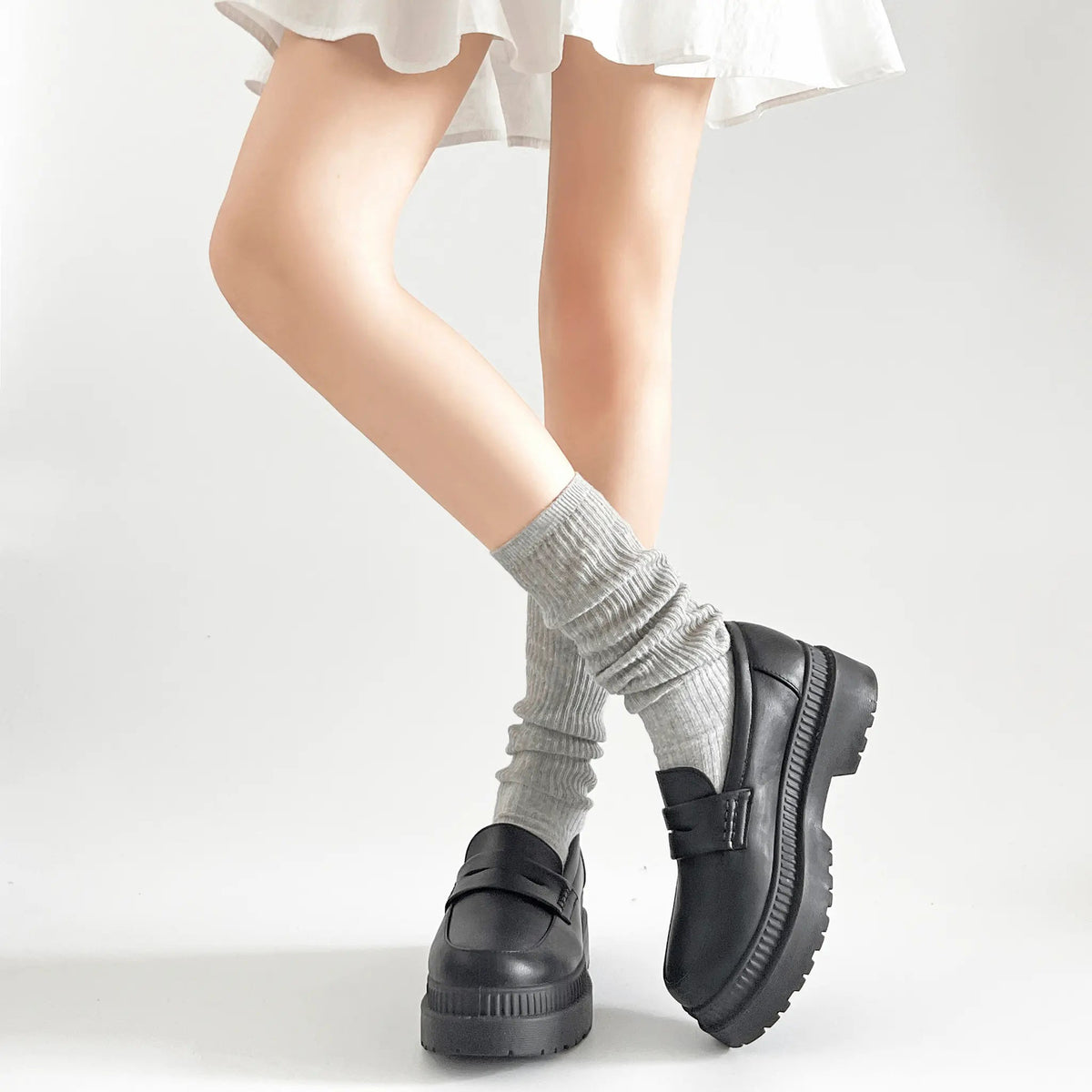 Shoes in Closet 軽量 厚底 2段ソール シンプル コインローファー 1891 ブラック SIC-1891_BLK/PU