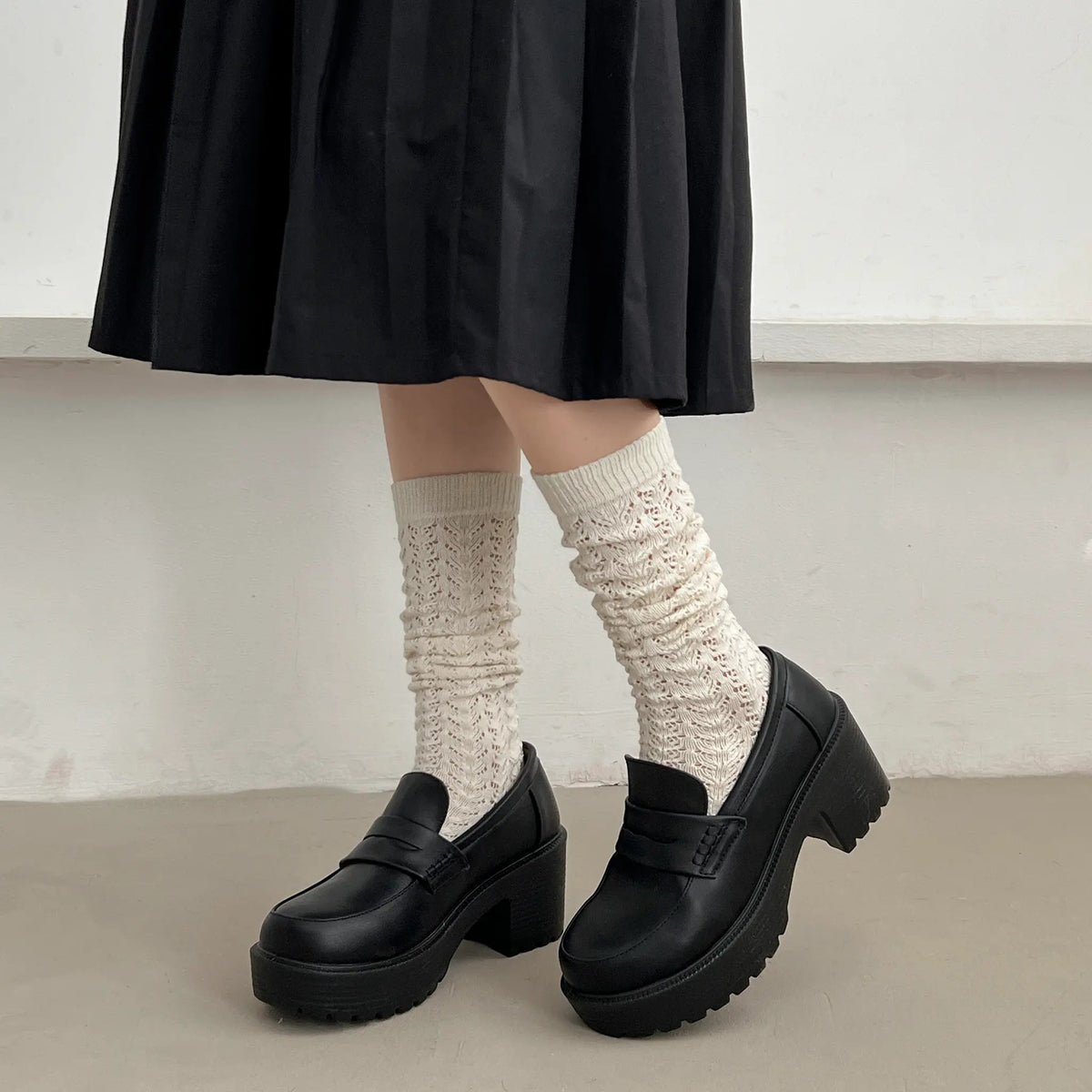 Shoes in Closet 軽量 厚底 タンクソール ヒールアップ ローファー 1895 ブラック SIC-1895_BLK/PU,BL