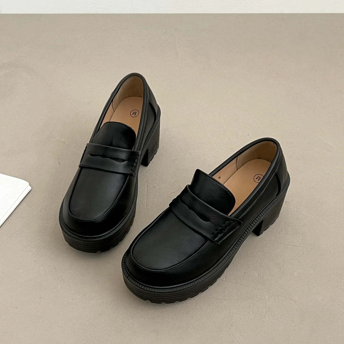 Shoes in Closet 軽量 厚底 タンクソール ヒールアップ ローファー 1895 ブラック SIC-1895_BLK/PU,BL