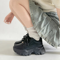 【SALE】 Shoes in Closet 軽量 厚底 ボリュームソール ファスナーつき ミッドカット スニーカー 1929 ブラック SIC-1929_BLK