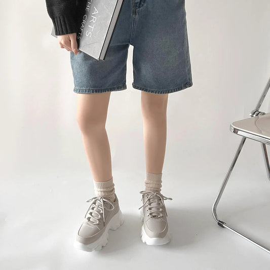 Shoes in Closet 軽量 厚底 ボリュームソール ファスナーつき ミッドカット スニーカー 1929 ダークグレー SIC-1929_DK.GREY/N