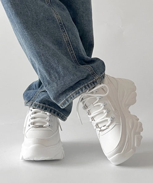 Shoes in Closet 軽量 厚底 ボリュームソール ファスナーつき ミッドカット スニーカー 1929 ホワイト SIC-1929_WHT