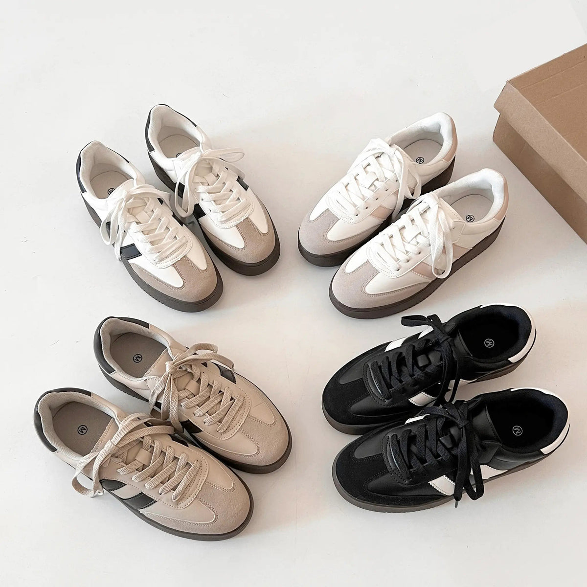 Shoes in Closet 軽量 厚底 ベーシック ダブルライン スニーカー 2448 ブラック SIC-2448_BLK