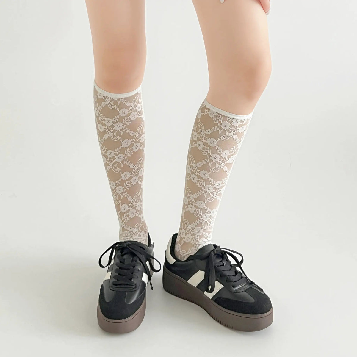 Shoes in Closet 軽量 厚底 ベーシック ダブルライン スニーカー 2448 ブラック SIC-2448_BLK
