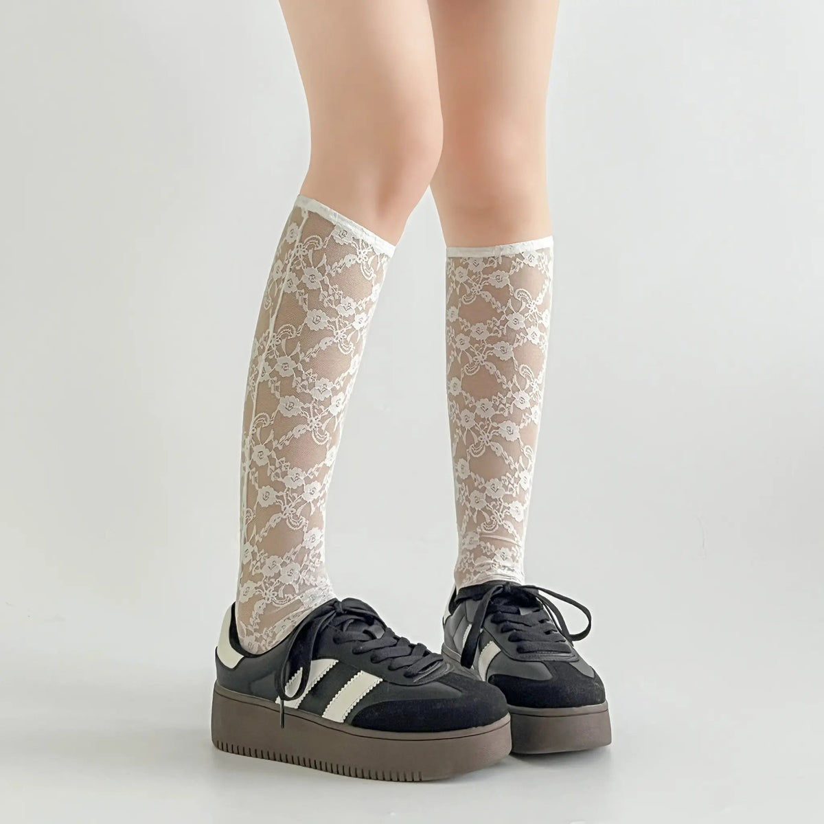 Shoes in Closet 軽量 厚底 ベーシック ダブルライン スニーカー 2448 ブラック SIC-2448_BLK