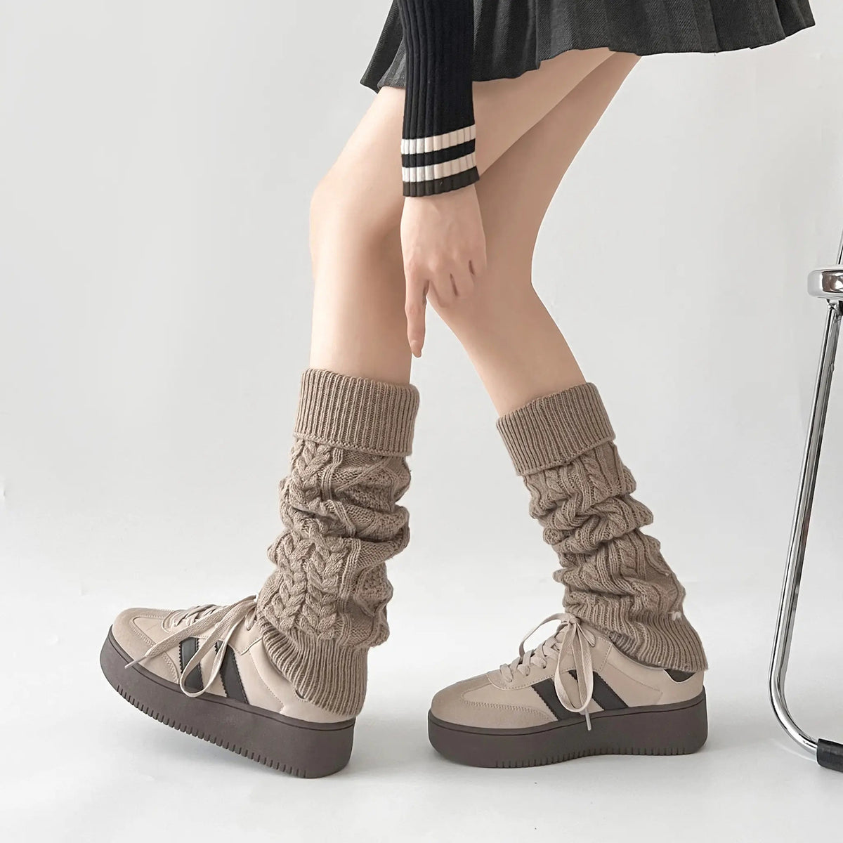 Shoes in Closet 軽量 厚底 ベーシック ダブルライン スニーカー 2448 ライトベージュ SIC-2448_LT.BG