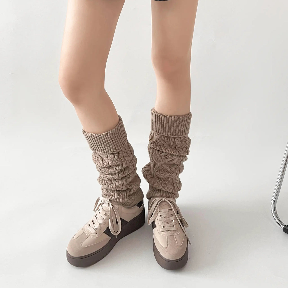 Shoes in Closet 軽量 厚底 ベーシック ダブルライン スニーカー 2448 ライトベージュ SIC-2448_LT.BG