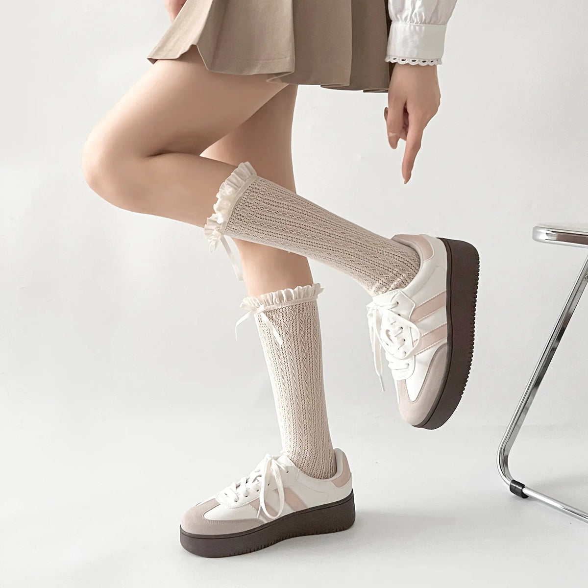 Shoes in Closet 軽量 厚底 ベーシック ダブルライン スニーカー 2448 ピンク SIC-2448_PINK
