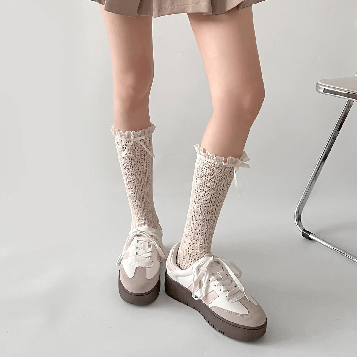 Shoes in Closet 軽量 厚底 ベーシック ダブルライン スニーカー 2448 ピンク SIC-2448_PINK