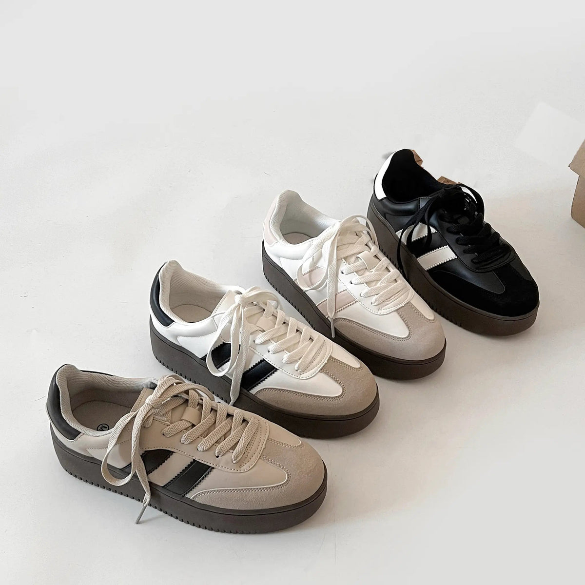 Shoes in Closet 軽量 厚底 ベーシック ダブルライン スニーカー 2448 ピンク SIC-2448_PINK