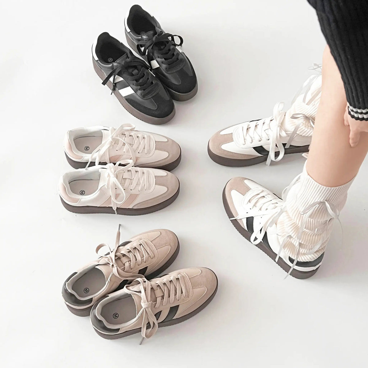 Shoes in Closet 軽量 厚底 ベーシック ダブルライン スニーカー 2448 ピンク SIC-2448_PINK