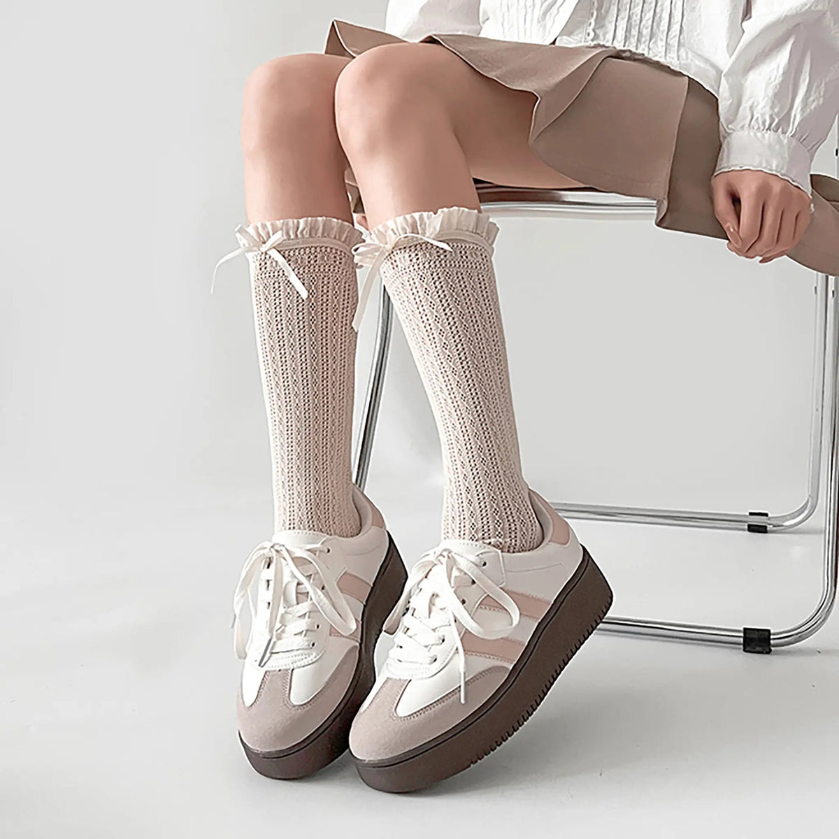 Shoes in Closet 軽量 厚底 ベーシック ダブルライン スニーカー 2448 ピンク SIC-2448_PINK