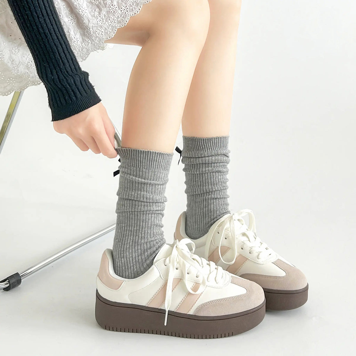 Shoes in Closet 軽量 厚底 ベーシック ダブルライン スニーカー 2448 ピンク SIC-2448_PINK