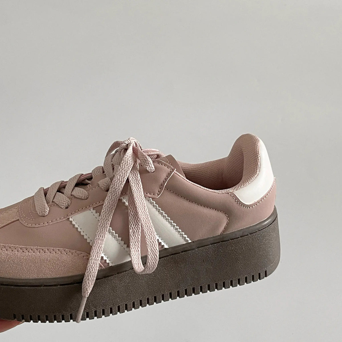 Shoes in Closet 軽量 厚底 ベーシック ダブルライン スニーカー 2448 スモークピンク SIC-2448_SK.PINK
